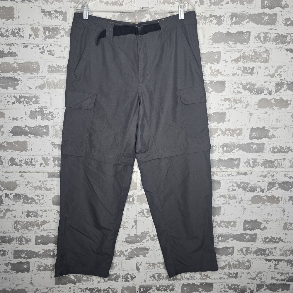 Eddie Bauer Pants Mens 34x30 Gray Convertible Belted Cargo Nylon Hiking‎ Outdoor